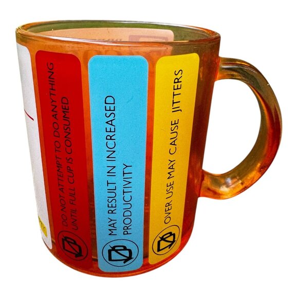 Prescription Coffee Mug Orange Glass Humor Gift RX & Funny Warning Labels 17.5 o - Picture 4 of 7